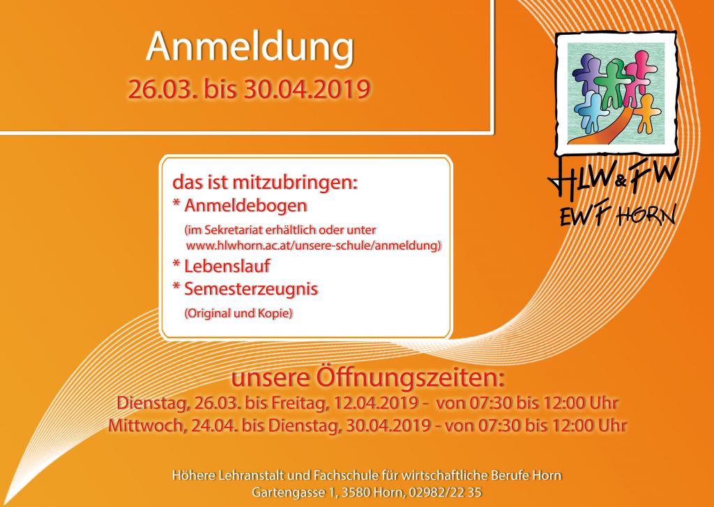 HLW/FW/EWF: 2. ANMELDEDURCHGANG